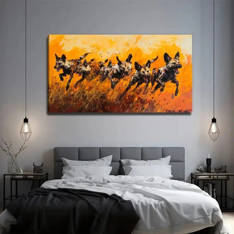 Vibrant African Wildlife Wall Art Canvas Office Home Room Framed 120x60cm