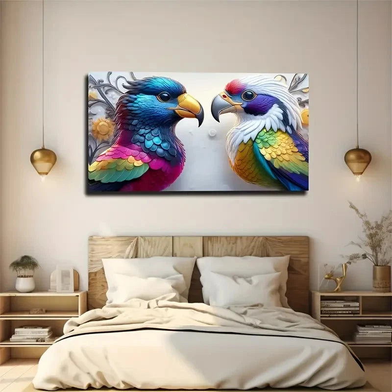 Vibrant Parrot Modern Décor Wall Art Canvas Office Home Room Framed 120x60cm