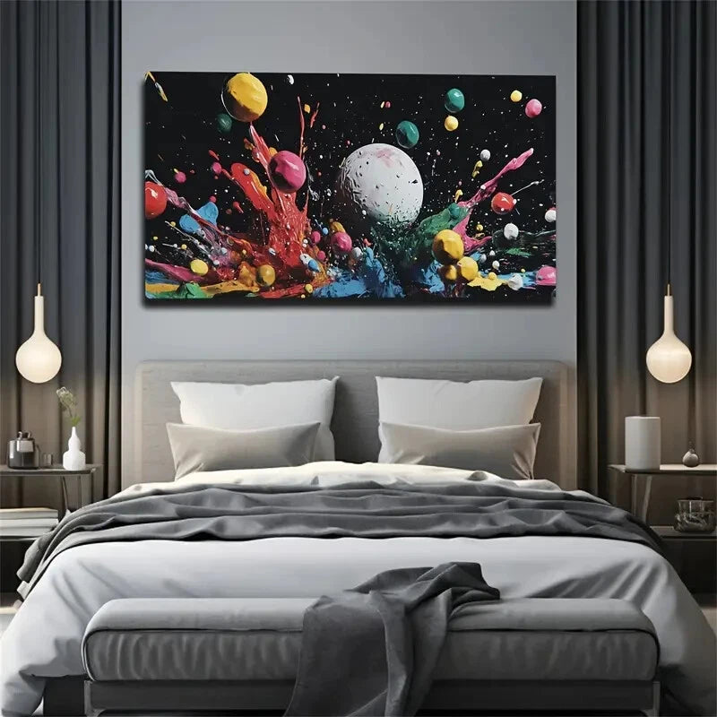 A White Sphere In The Center Wall Art Canvas Office Home Room Framed 120x60cm - Bella Home Decor