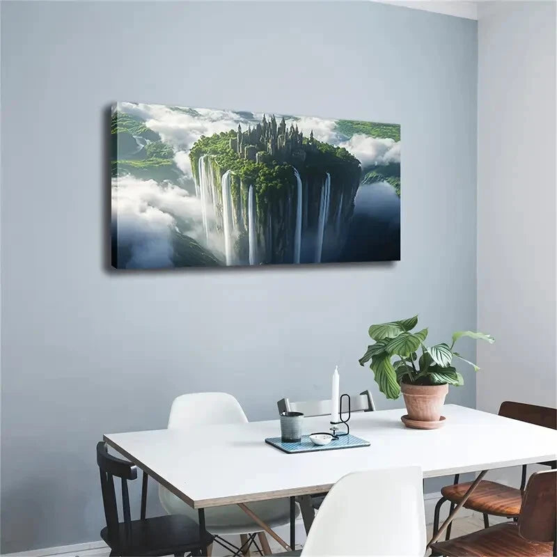 Minimalist Abstract Waterfall Wall Art Canvas Office Home Room Framed 120x60cm - Bella Home Decor