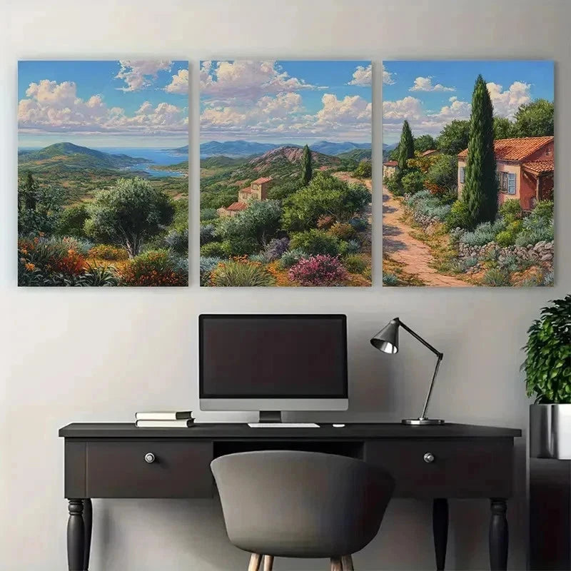 3pcs Commission Landscape Painting Perfect Wall Art Set Canvas Framed 50x70cm - High Quality Print 100% Australian Made Wall Canvas Ready to Hang - Bella Home Decor