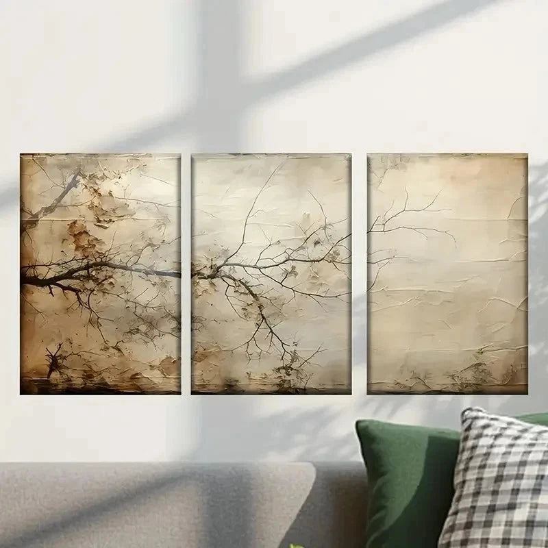 3pcs Tree Branch with No Leaves painting Wall Art Set Canvas Framed 50x70cm - High Quality Print 100% Australian Made Wall Canvas Ready to Hang