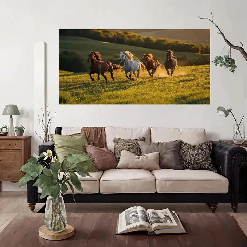 Golden Sunset Field Wall Art Canvas Office Home Room Framed 120x60cm