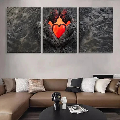 3pcs Romantic Couple Holding Heart Wall Art Canvas Unframed - High Quality Print 100% Australian Made Wall Canvas