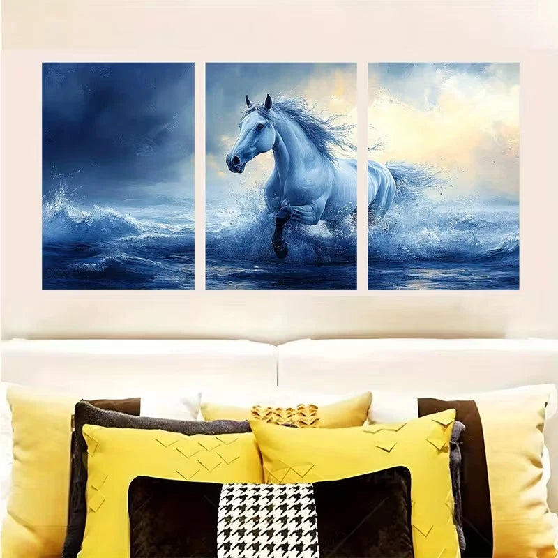 3pcs Stunning Horse Art Animal Lovers Deco Wall Art Set Canvas Framed 40x60cm - High Quality Print 100% Australian Made Wall Canvas Ready to Hang