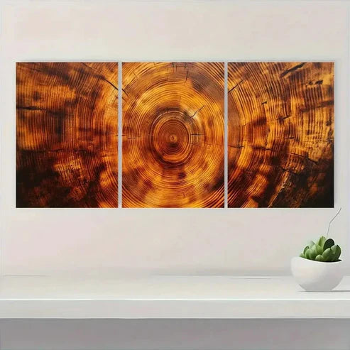 3pcs Wood Tree Ring Grain Design Wall Art Canvas Unframed - High Quality Print 100% Australian Made Wall Canvas - Bella Home Decor