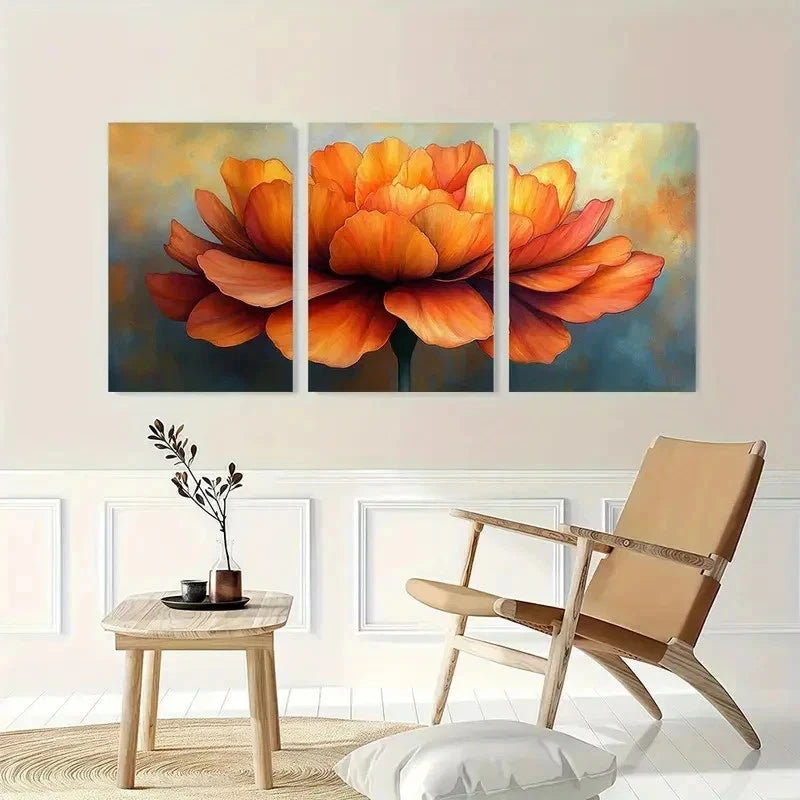 3pcs Marigold Flower Nature Perfect Wall Art Set Canvas Framed 60x90cm - High Quality Print 100% Australian Made Wall Canvas Ready to Hang