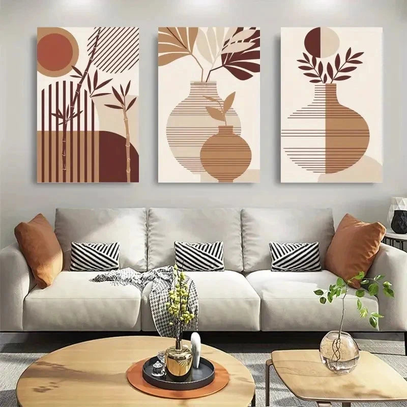 3pcs Minimalist Vase Prints Wall Art Set Canvas Framed 60x90cm - High Quality Print 100% Australian Made Wall Canvas Ready to Hang - Bella Home Decor