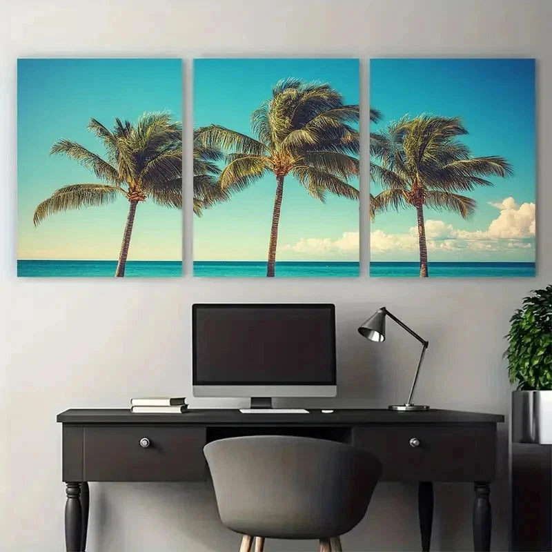 3pcs Florida City USA Travel Nature Perfect Wall Art Set Canvas Framed 50x70cm - High Quality Print 100% Australian Made Wall Canvas Ready to Hang