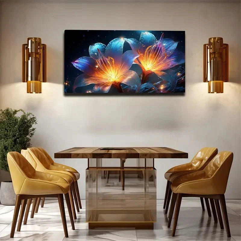 Luminous Lilies Unforgettable Wall Art Canvas Office Home Room Framed 120x60cm