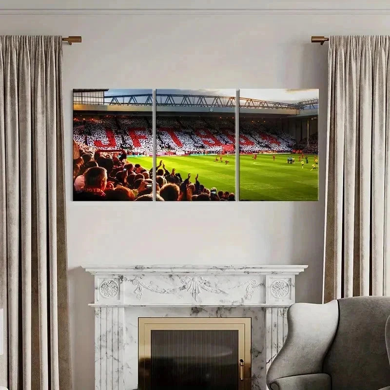 3pcs Football Stadium with Match SceneWall Art Set Canvas Framed 50x70cm - High Quality Print 100% Australian Made Wall Canvas Ready to Hang - Bella Home Decor