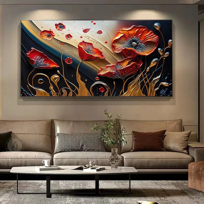 Artistic Depictions Of Flowers Wall Art Canvas Office Home Room Framed 120x60cm