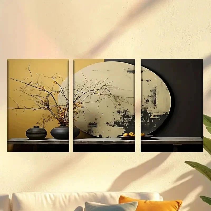 3pcs Abstract Vase & Floral Design Wall Art Set Canvas Framed 40x60cm - High Quality Print 100% Australian Made Wall Canvas Ready to Hang - Bella Home Decor