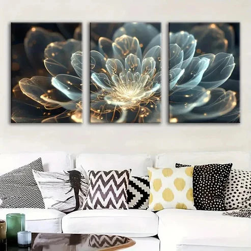 3pcs Blooming Fantasy Flower Design Wall Art Set Canvas Unframed - High Quality Print 100% Australian Made Wall Canvas - Bella Home Decor