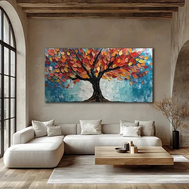 Abstract Colorful Tree Wall Art canvas office home room framed 120x60cm