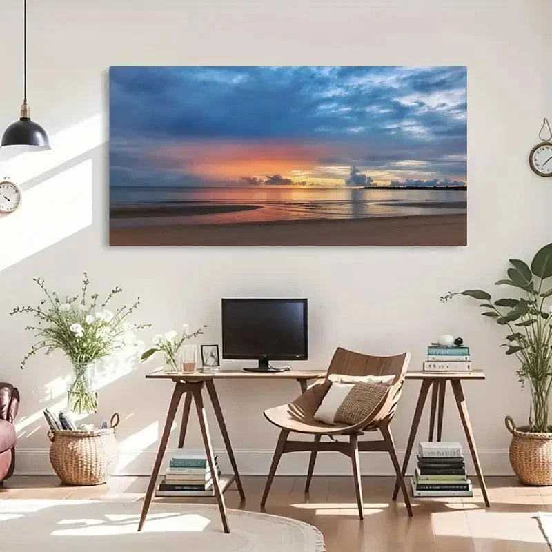 Ocean View Sunrise Australia Wall Art Canvas Office Home Room Framed 120x60cm