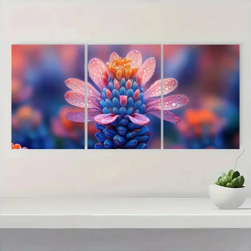 3pcs Blazing Star Flower YU Wall Art Set Canvas Framed 60x90cm - High Quality Print 100% Australian Made Wall Canvas Ready to Hang - Bella Home Decor