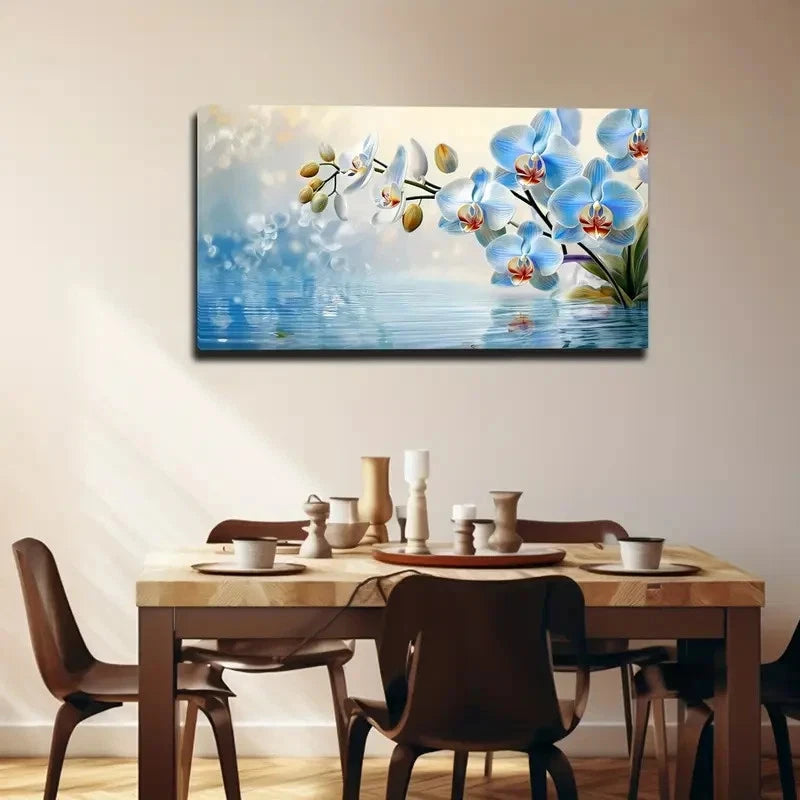 Serene Orchid and Daisy Design Wall Art canvas office home room framed 120x60cm