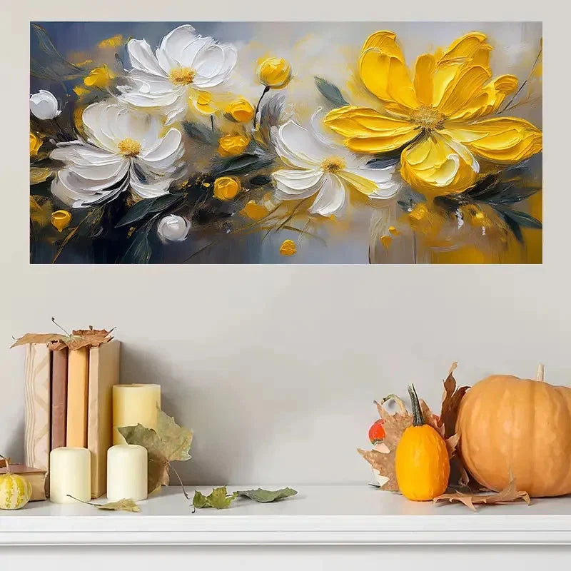 Wildflower Vibrant Yellow Wall Art Canvas Office Home Room Framed 120x60cm