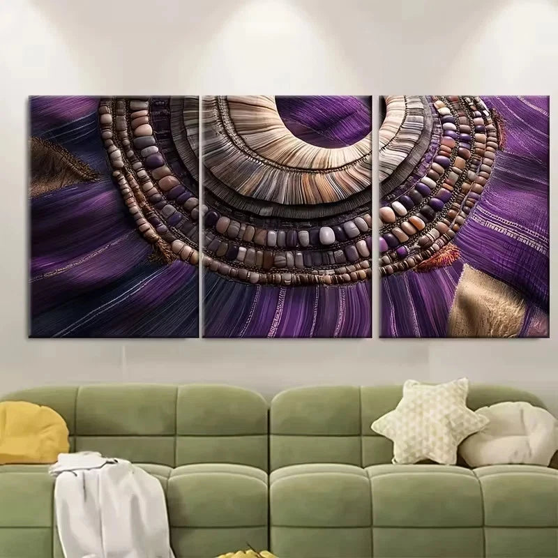 3pcs Wampanoag Wampum Belt Wall Art Set Canvas Framed 40x60cm - High Quality Print 100% Australian Made Wall Canvas Ready to Hang