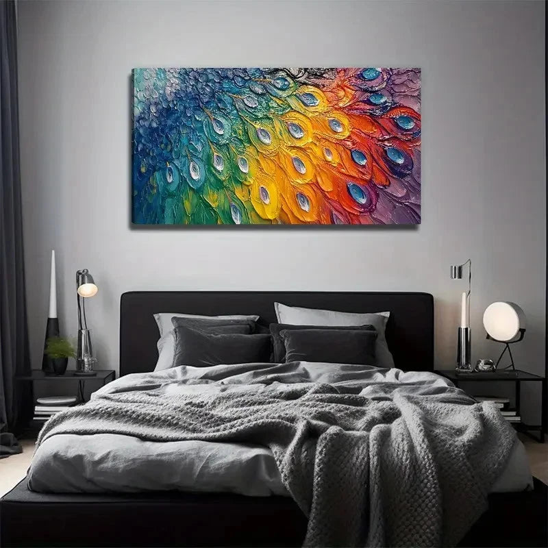 Peacock Feather Decorative Wall Art Canvas Office Home Room Framed 120x60cm