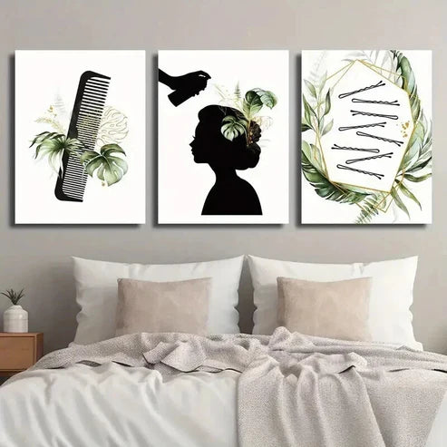 3pcs Hair Salon Beauty Parlor Decor Wall Art Set Canvas Unframed - High Quality Print 100% Australian Made Wall Canvas