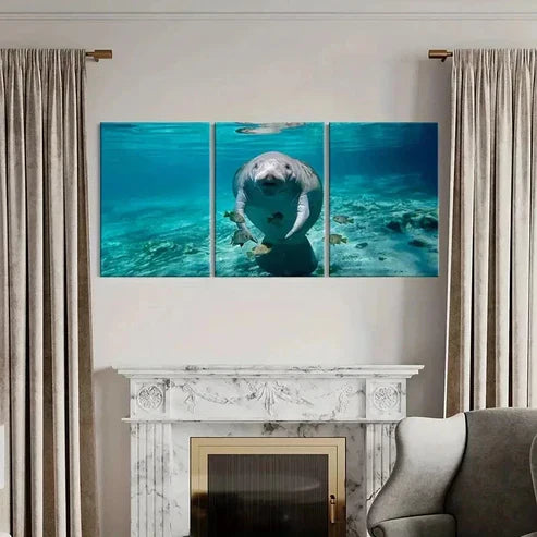 3pcs Ocean Animal Fish Manatee Wall Art Canvas Unframed - High Quality Print 100% Australian Made Wall Canvas