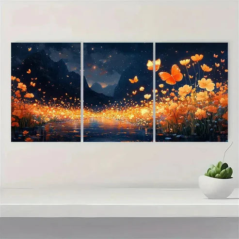 3pcs Butterfly Land Wall Art Canvas Unframed - High Quality Print 100% Australian Made Wall Canvas - Bella Home Decor