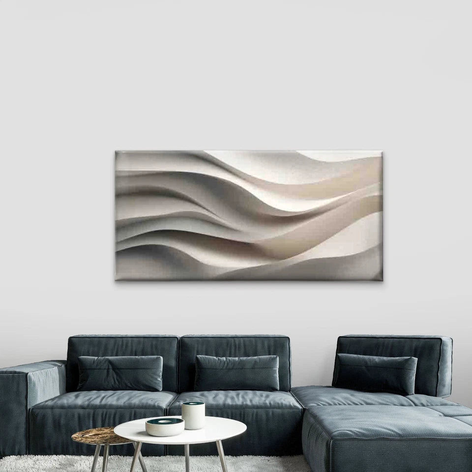 Desert Waves Textured Sand Art Wall Art Canvas Office Home Room Framed 120x60cm - Bella Home Decor
