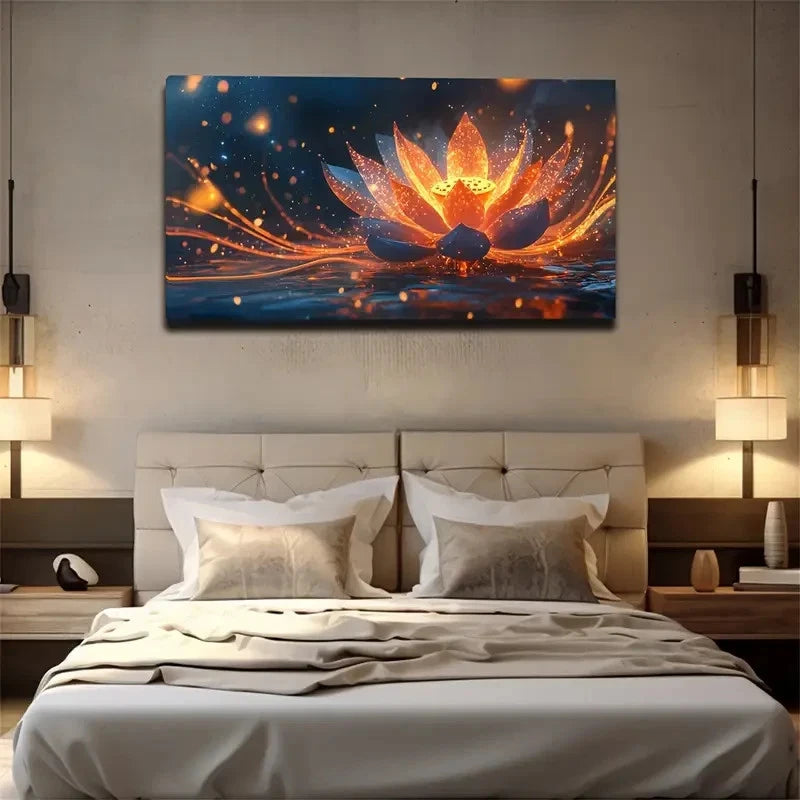 Blooming Lotus Blossom Decor Wall Art Canvas Office Home Room Framed 120x60cm