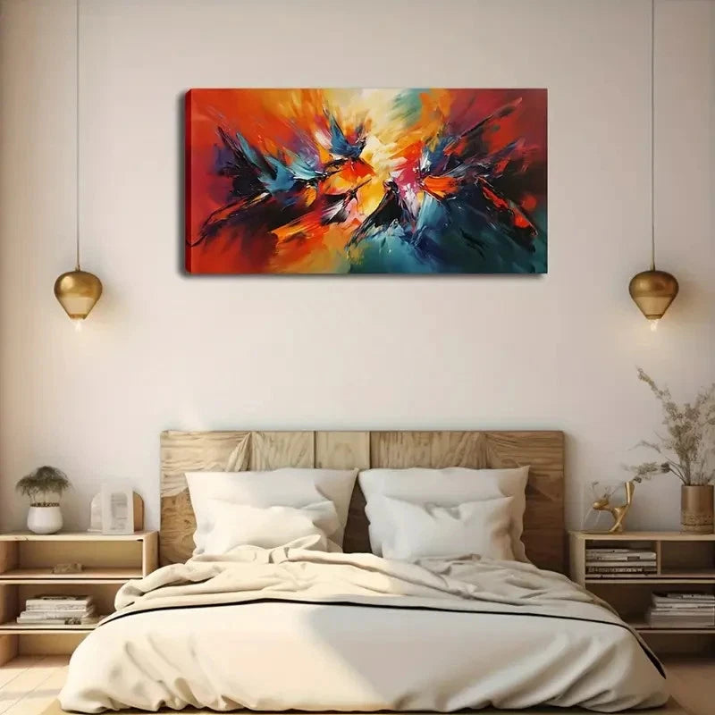 Vibrant Colourful Abstract Wall Art Canvas Office Home Room Framed 120x60cm