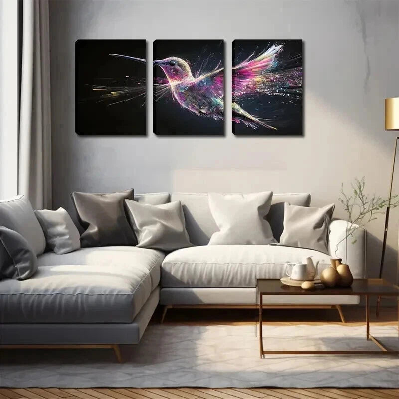 3pcs Minimalist Three Hummingbirds Perfect Wall Art Set Canvas Framed 50x70cm - High Quality Print 100% Australian Made Wall Canvas Ready to Hang - Bella Home Decor