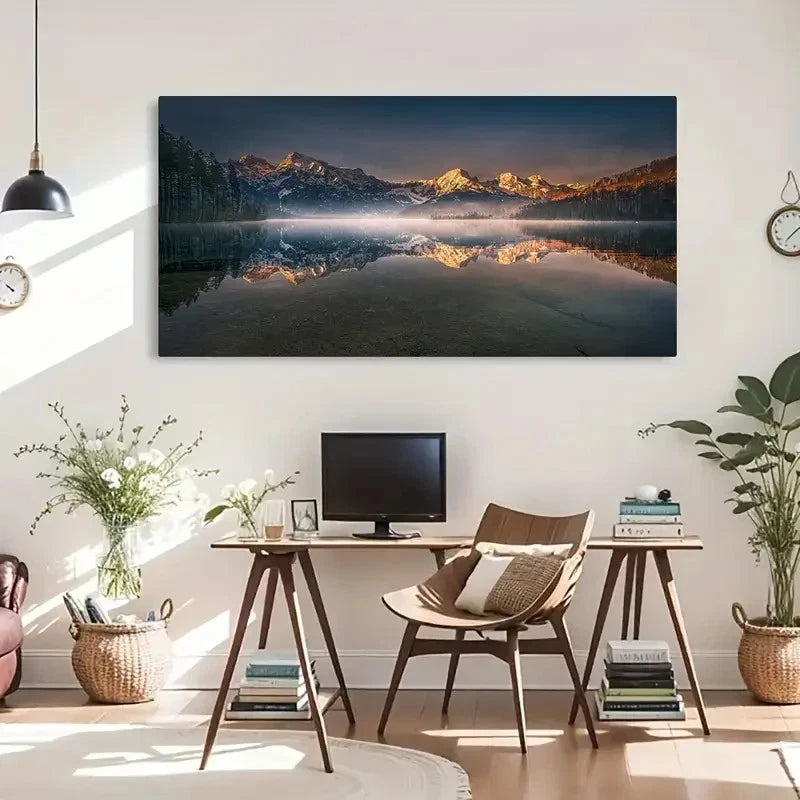 Etretat Cliff Serene Lake Wall Art Canvas Office Home Room Framed 120x60cm