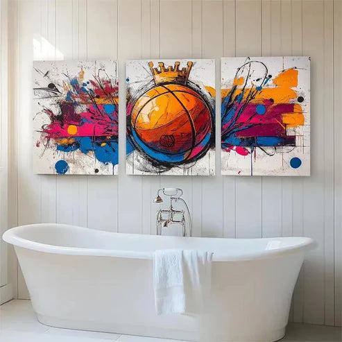 3pcs Basketball Crown Graffiti Sport Perfect Wall Art Canvas Unframed - High Quality Print 100% Australian Made Wall Canvas - Bella Home Decor