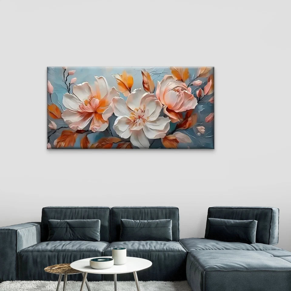 Flowers Abstract Perfect Wall Art Canvas Office Home Room Framed 120x60cm
