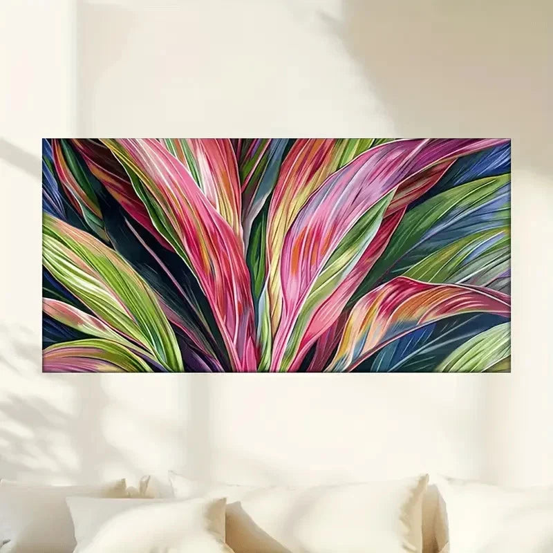 Vibrant Abstract Plant Modern Wall Art Canvas Office Home Room Framed 120x60cm