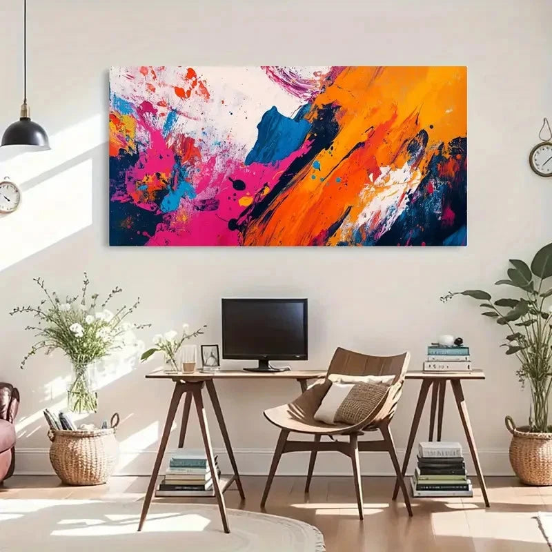 Modern Brushstroke Perfect Wall Art Canvas Office Home Room Framed 120x60cm