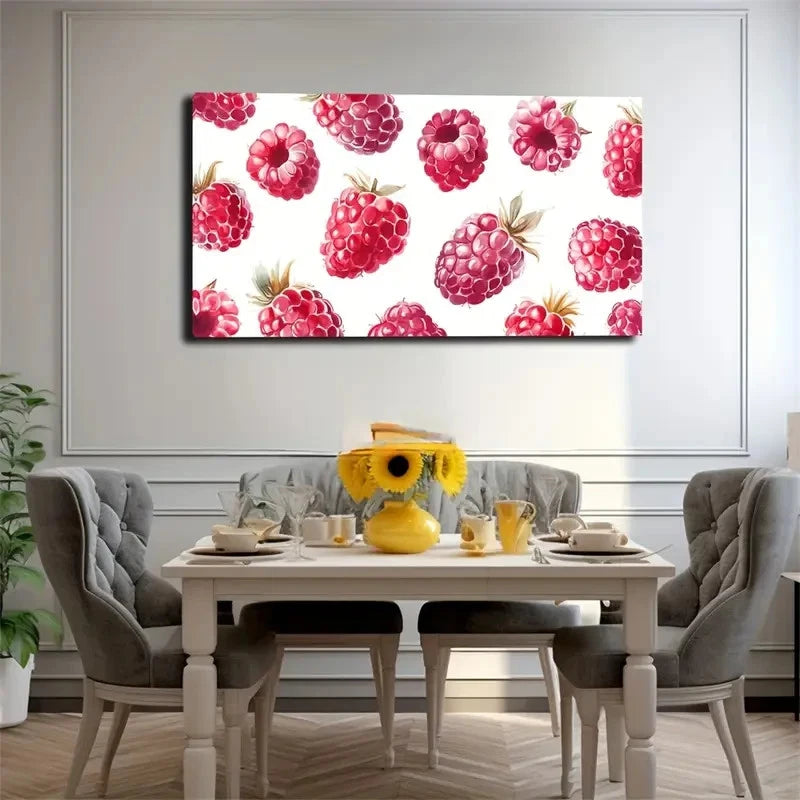 Life like Raspberry Decorative Wall Art Canvas Office Home Room Framed 120x60cm