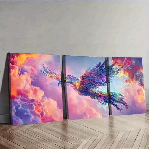 3pcs A beautiful phoenix Wall Art Set Canvas Unframed – High Quality Print, 100% Australian Made Wall Canvas - Bella Home Decor