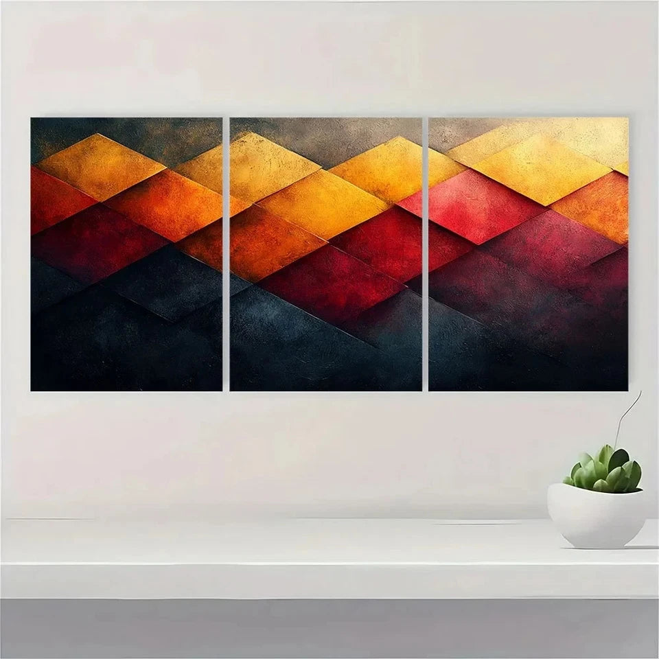 3pcs Modern Abstract Geometric Pattern Wall Art Set Canvas Framed 40x60cm - High Quality Print 100% Australian Made Wall Canvas Ready to Hang