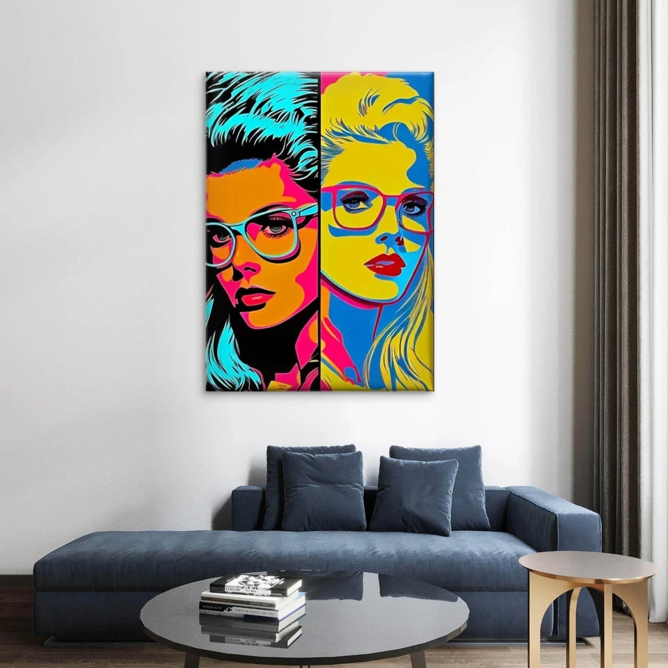 Dual Pop Art Portraits 40x60cm Metal Print Ready to Hang