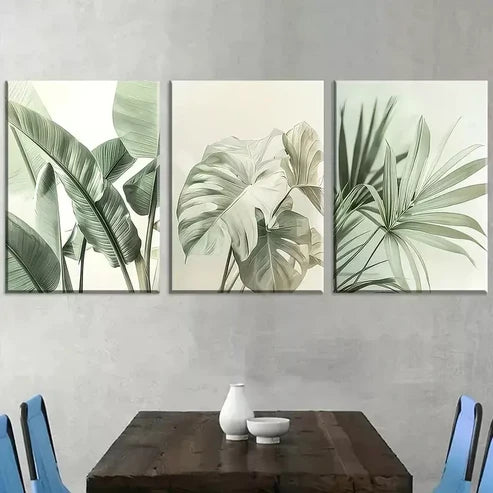 3pcs Minimalist Landscape Natural Plant Leaves Canvas Unframed - High Quality Print 100% Australian Made Wall Canvas