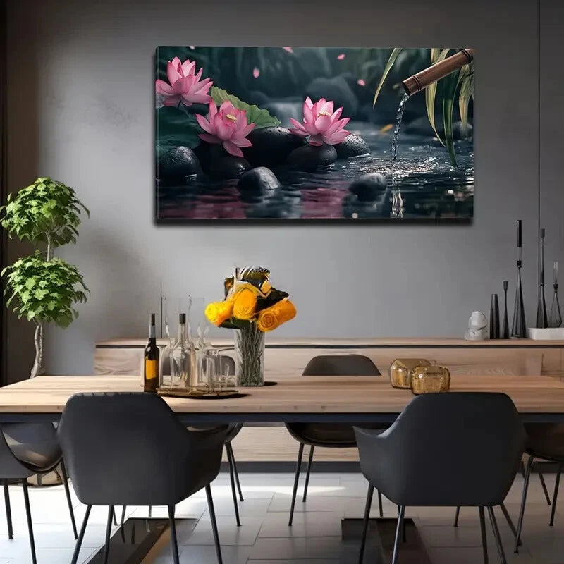 Bamboo Slowly Flowing Stcream Wall Art Canvas Office Home Room Framed 120x60cm - Bella Home Decor
