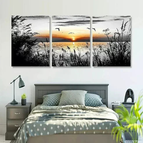3pcs Abstract Modern Black and White Nature Canvas Unframed - High Quality Print 100% Australian Made Wall Canvas - Bella Home Decor