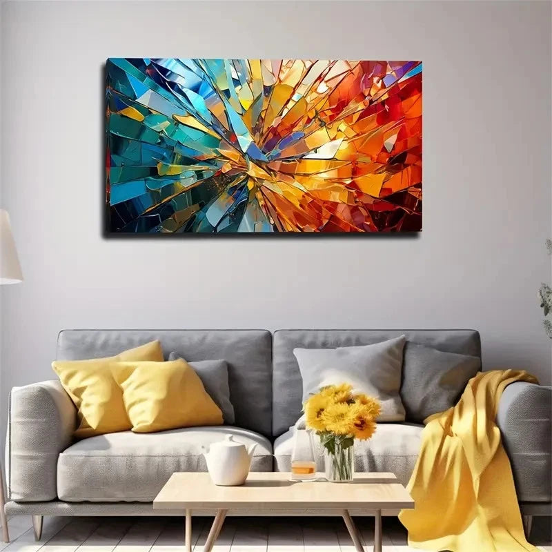 Bursting Through Design Wall Art Canvas Office Home Room Framed 120x60cm