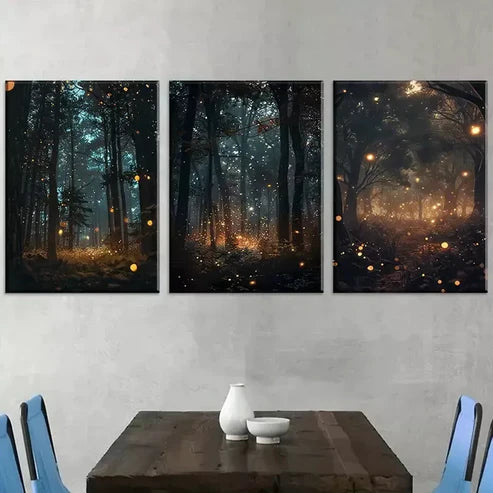 3pcs Decorative Enchanting Forest Art Set Canvas Unframed - High Quality Print 100% Australian Made Wall Canvas - Bella Home Decor