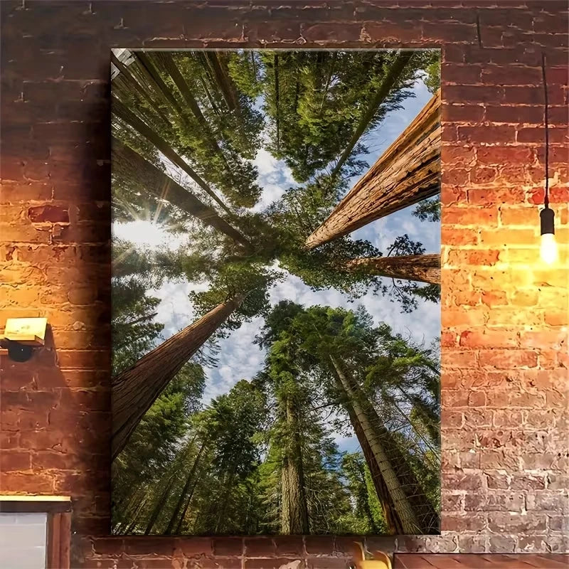 Serene Green Forest Oil Painting 60x90cm Metal Print Ready to Hang