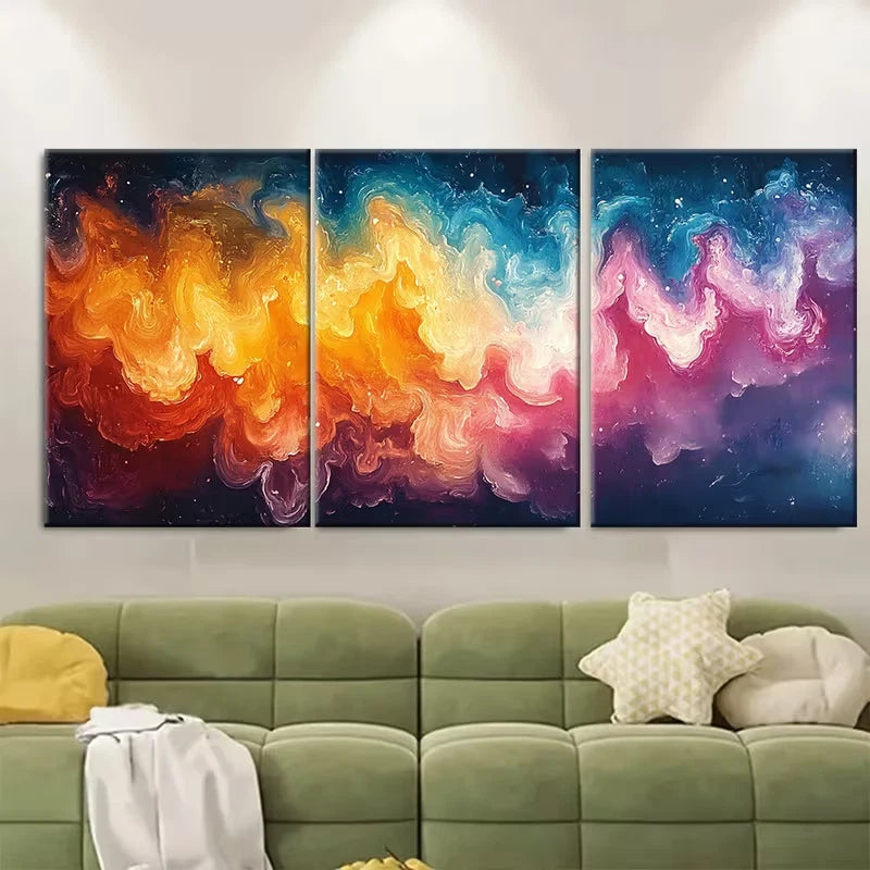 3pcs Vibrant Colourful Abstract Design Metal Print Ready to Hang Art