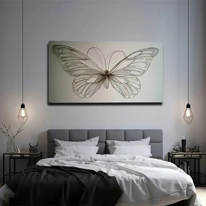 Butterfly Design Intricate Wall Art Canvas Office Home Room Framed 120x60cm