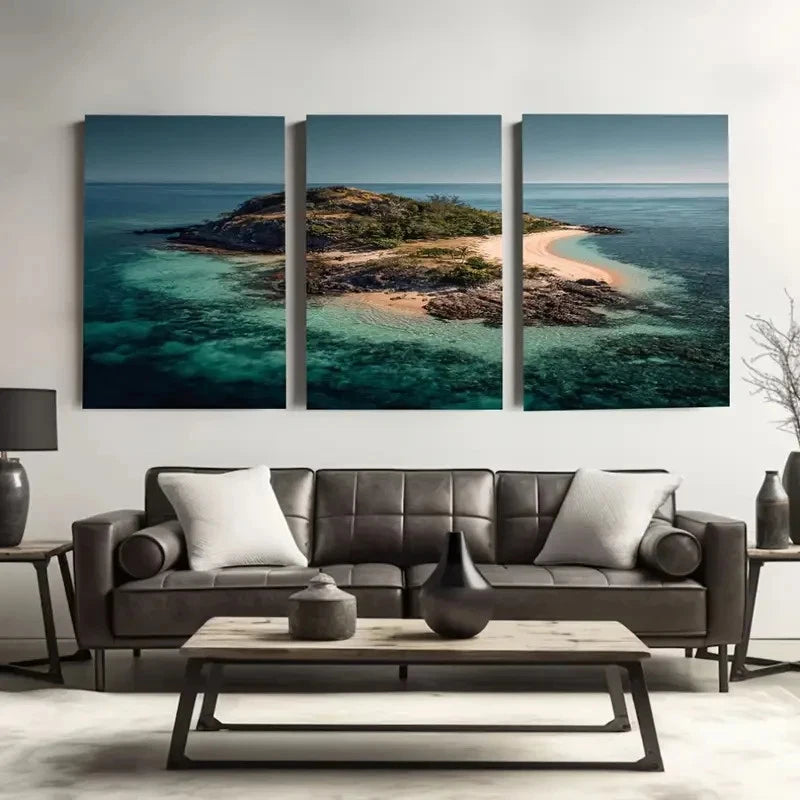 3pcs Lang Island, Queensland, Australia Wall Art Set Canvas Framed 40x60cm - High Quality Print 100% Australian Made Wall Canvas Ready to Hang